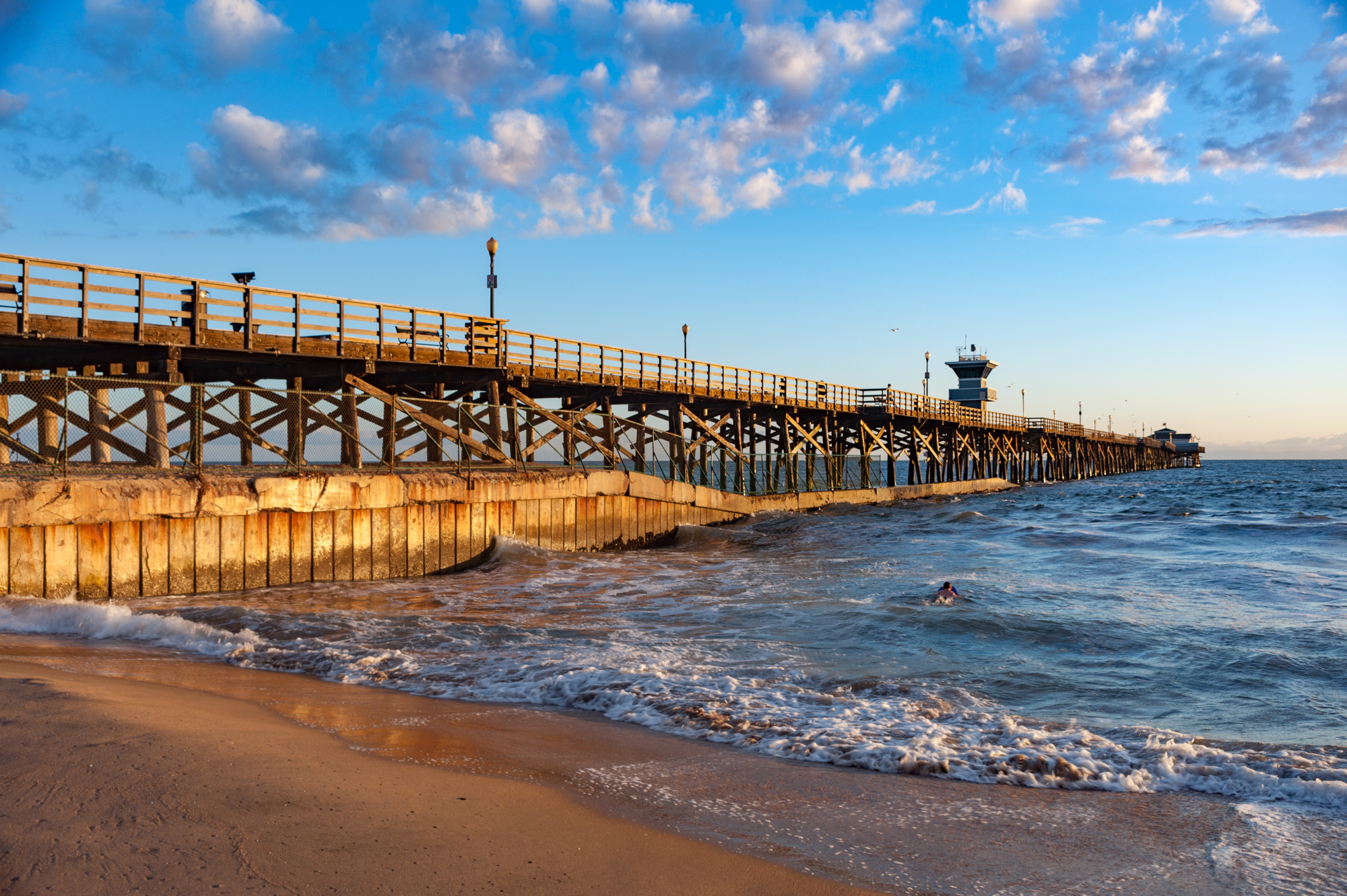 Sunset light hitting seal beach